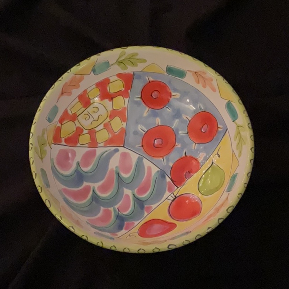 VTG hand painted Italian pottery by Elizabeth Barrett Roache 10” bowl
